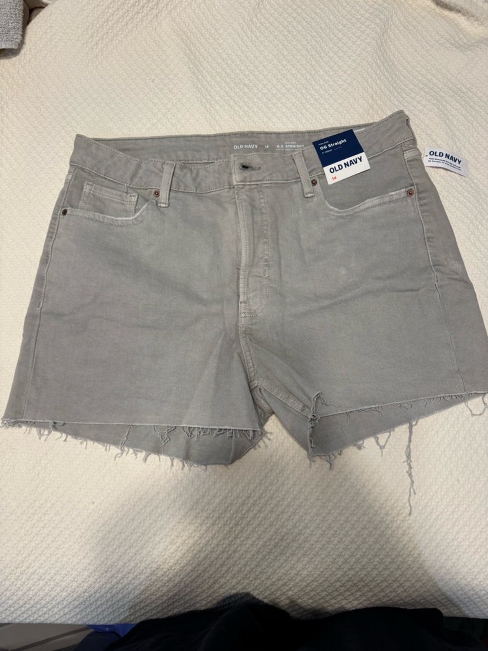Old Navy Light Gray Frayed Hem Denim Shorts